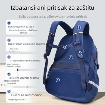 Najlonski školski ruksak, prozračan, vodootporan, otporan na habanje, s zračnim jastučićem na naramenici
