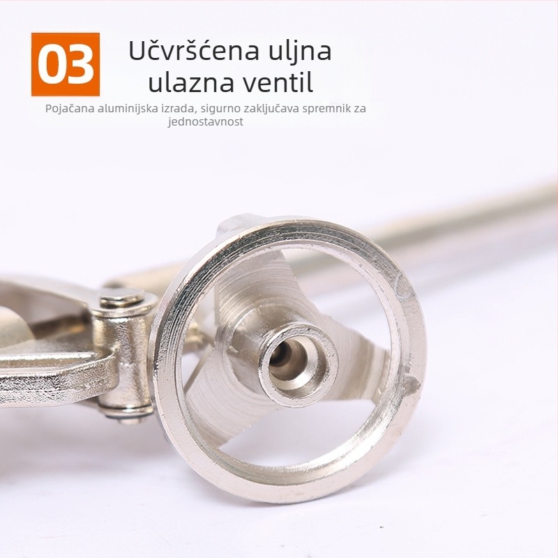 Pistolj za pjenu ljepilo | materijal: legura-plastika; maksimalni tlak izlaza: 1; maksimalni protok: 2; optimalna udaljenost prskanja: 3; širina prskanja: 4