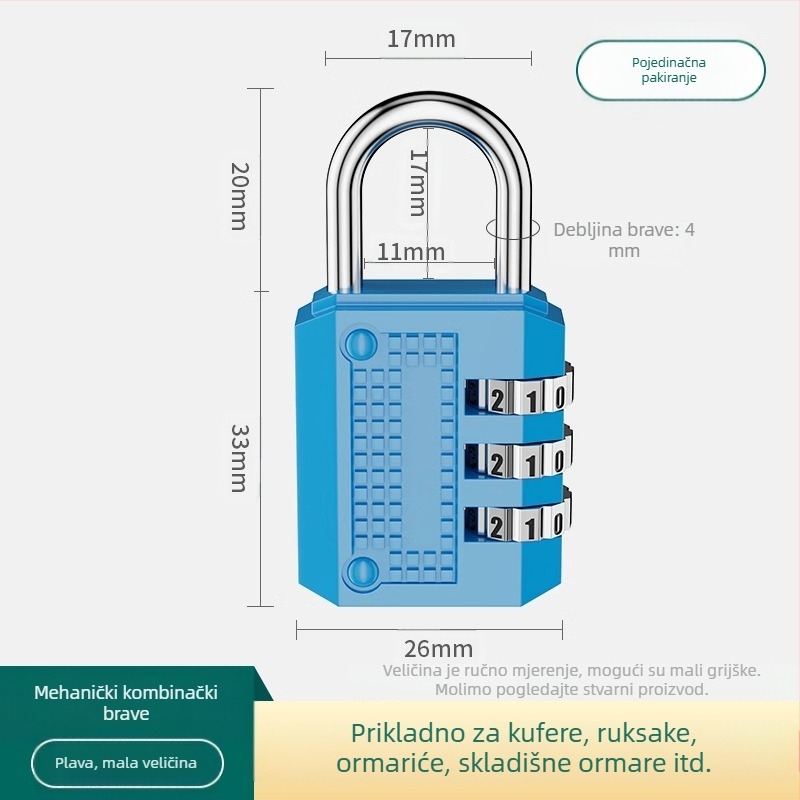 Kovinska kombinacijska zaključavka s číselnim tipom zaključavanja; model JSFAQS; marka The First Force; debljina zaključnog štapa: normalna; razmak zaključnih štapova: normalan