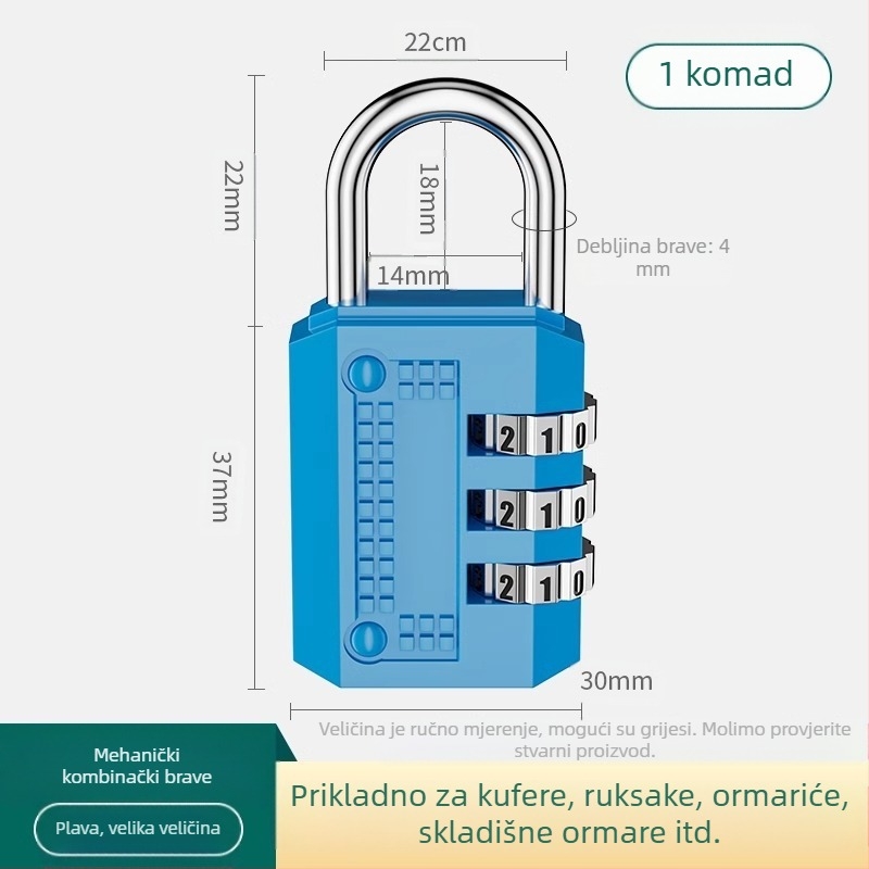 Kovinska kombinacijska zaključavka s číselnim tipom zaključavanja; model JSFAQS; marka The First Force; debljina zaključnog štapa: normalna; razmak zaključnih štapova: normalan