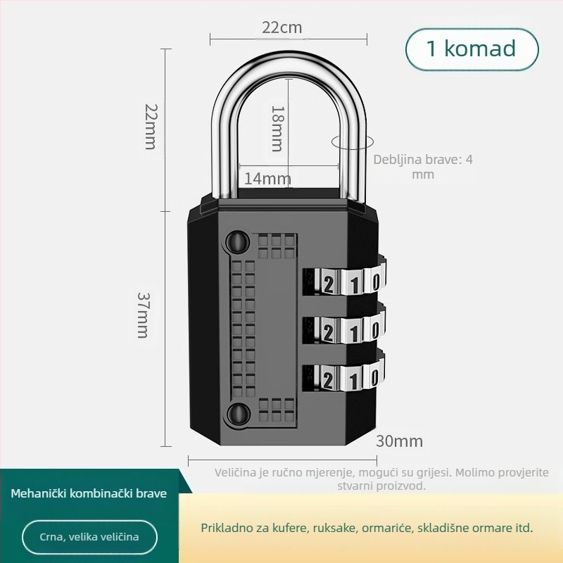Kovinska kombinacijska zaključavka s číselnim tipom zaključavanja; model JSFAQS; marka The First Force; debljina zaključnog štapa: normalna; razmak zaključnih štapova: normalan