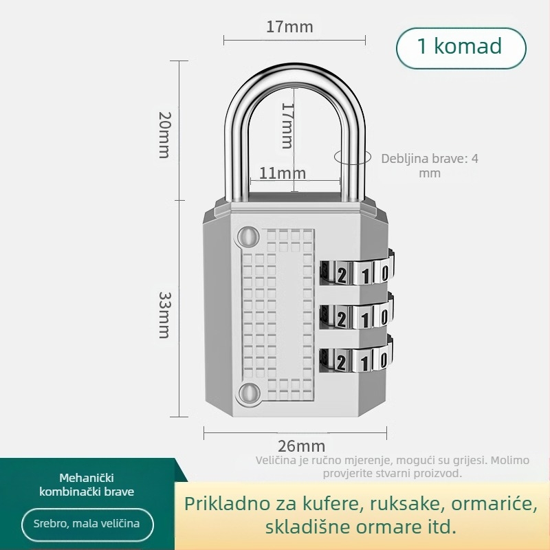 Kovinska kombinacijska zaključavka s číselnim tipom zaključavanja; model JSFAQS; marka The First Force; debljina zaključnog štapa: normalna; razmak zaključnih štapova: normalan