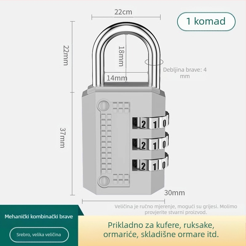 Kovinska kombinacijska zaključavka s číselnim tipom zaključavanja; model JSFAQS; marka The First Force; debljina zaključnog štapa: normalna; razmak zaključnih štapova: normalan