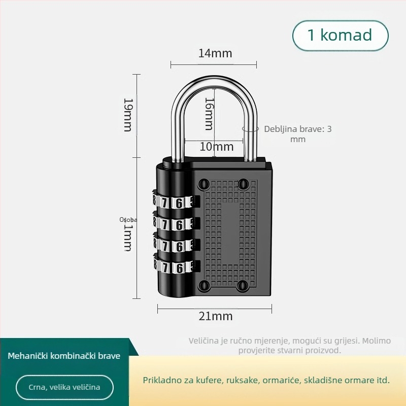 Kovinska kombinacijska zaključavka s číselnim tipom zaključavanja; model JSFAQS; marka The First Force; debljina zaključnog štapa: normalna; razmak zaključnih štapova: normalan