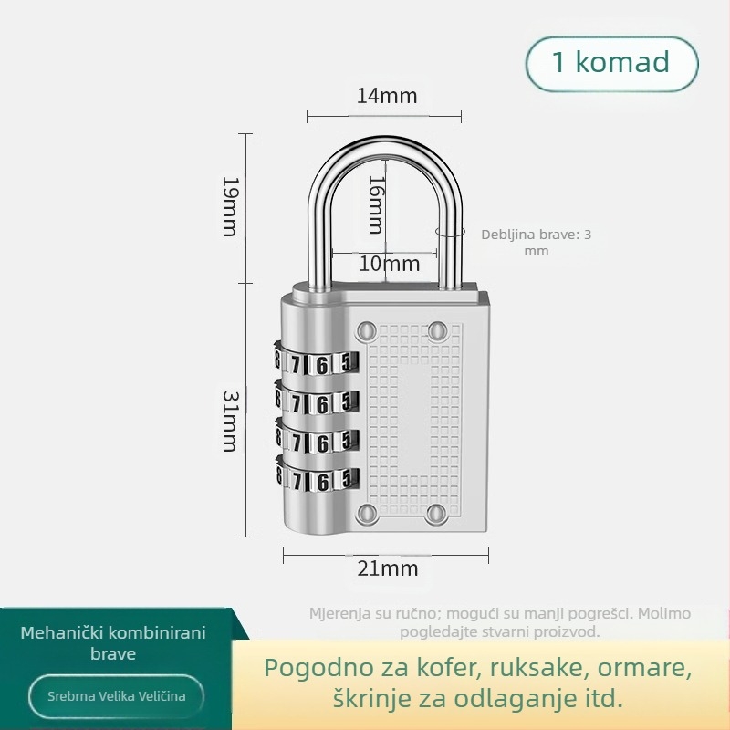Kovinska kombinacijska zaključavka s číselnim tipom zaključavanja; model JSFAQS; marka The First Force; debljina zaključnog štapa: normalna; razmak zaključnih štapova: normalan