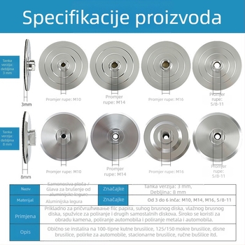 Chuanxing disk za lijepljenje od aluminijske legure; materijal: aluminijska legura; abrazivno: aluminijska legura, kopčasti platno, univerzalno ljepilo; tvrdoća: super tvrdo
