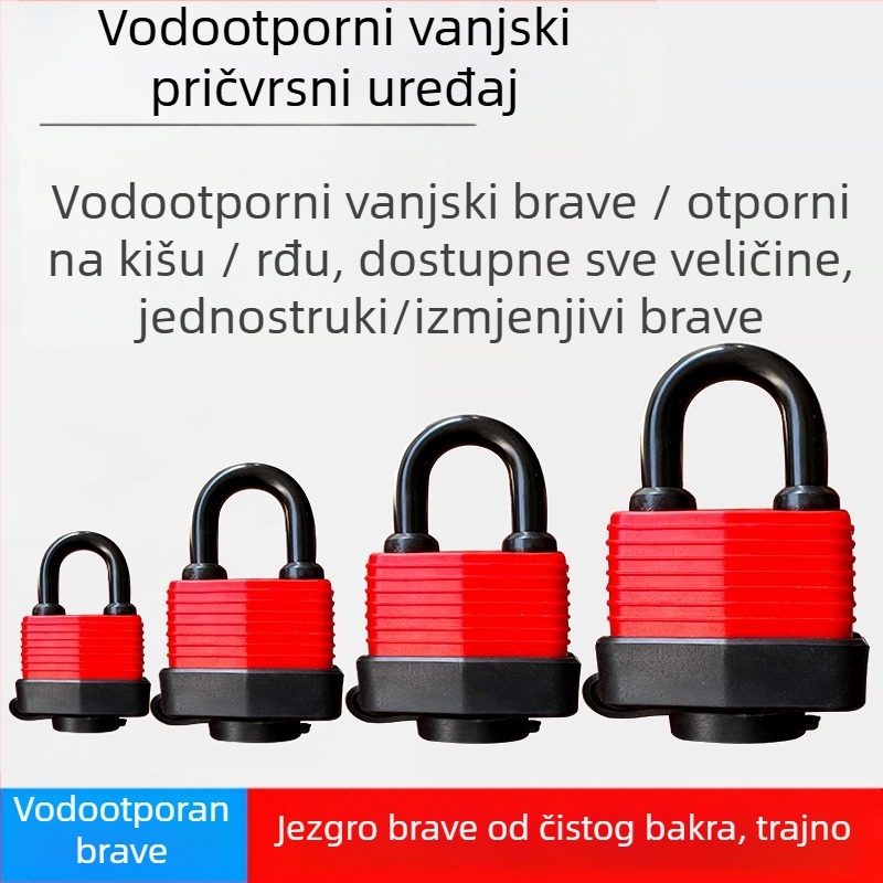 Vodootporna brava s kućištem – podesivi model; čelično tijelo, bakreno jezgro; Xi Bao; za ormariće, vrata domova, prozore protiv krađe, teretne odjeljke
