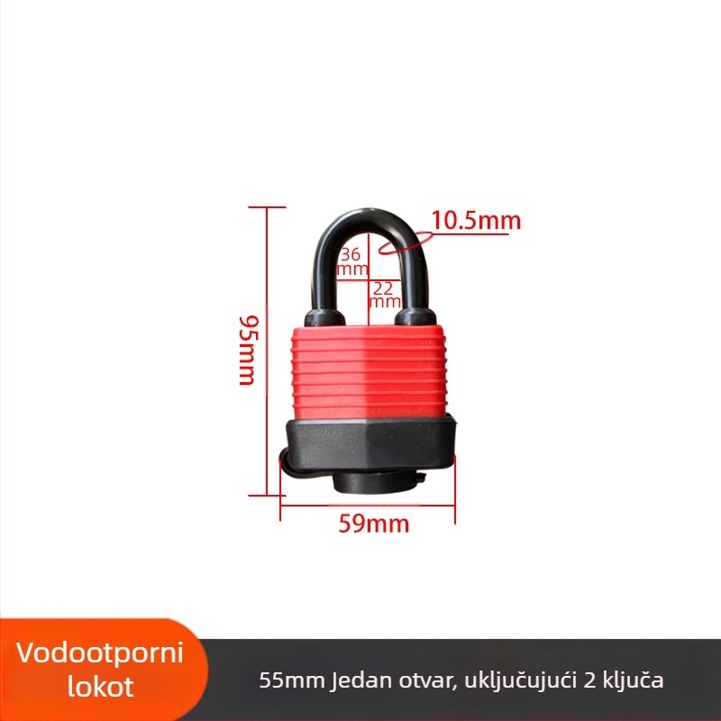 Vodootporna brava s kućištem – podesivi model; čelično tijelo, bakreno jezgro; Xi Bao; za ormariće, vrata domova, prozore protiv krađe, teretne odjeljke