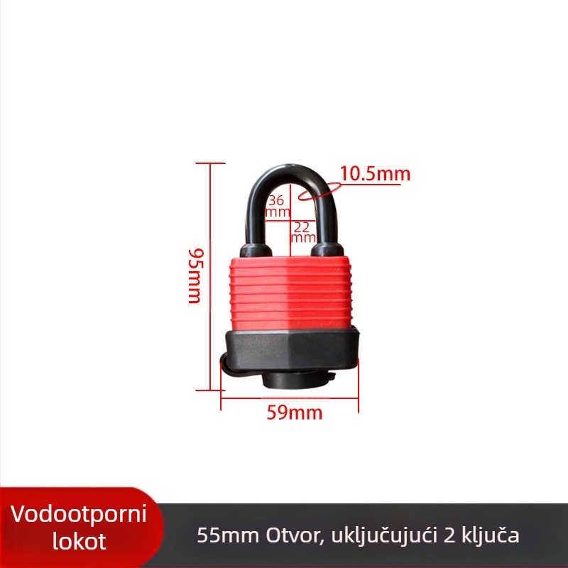 Vodootporna brava s kućištem – podesivi model; čelično tijelo, bakreno jezgro; Xi Bao; za ormariće, vrata domova, prozore protiv krađe, teretne odjeljke