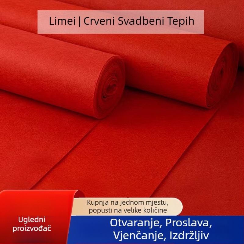 Crveni svečani ravni tepih za izložbe, vjenčanja, pozornice i otvorenje restorana – jednobojni