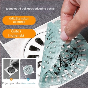 Jednokratni filter za odvodnju u kupaonici — dugačak, pravokutni samoljepljivi štitnik protiv začepljenja dlaka