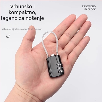 Katanac s čeličnim užetom – s kodom, metalni, vodootporni, otporni na hrđu