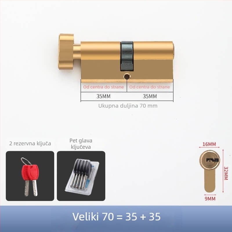 Cilindar brave PH-668, konstrukcija od mesinga/cinka legura/aluminij, marka Flat Ring, za unutarnja vrata, moderni minimalistički stil
