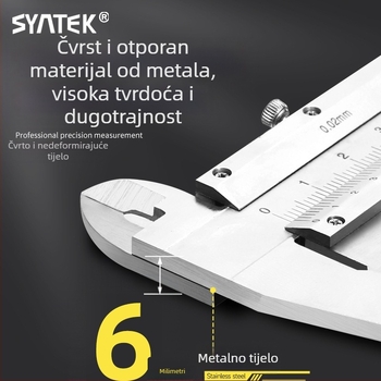 Syntek Vernier kaliper, nehrđajući čelik, zatvorenog tipa, industrijske kvalitete
