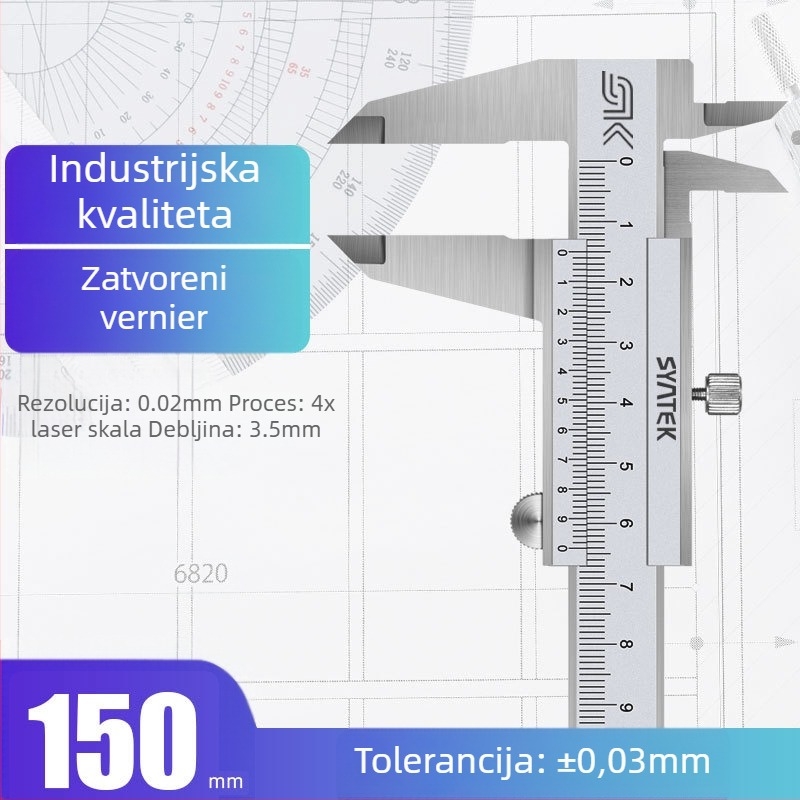 Syntek Vernier kaliper, nehrđajući čelik, zatvorenog tipa, industrijske kvalitete