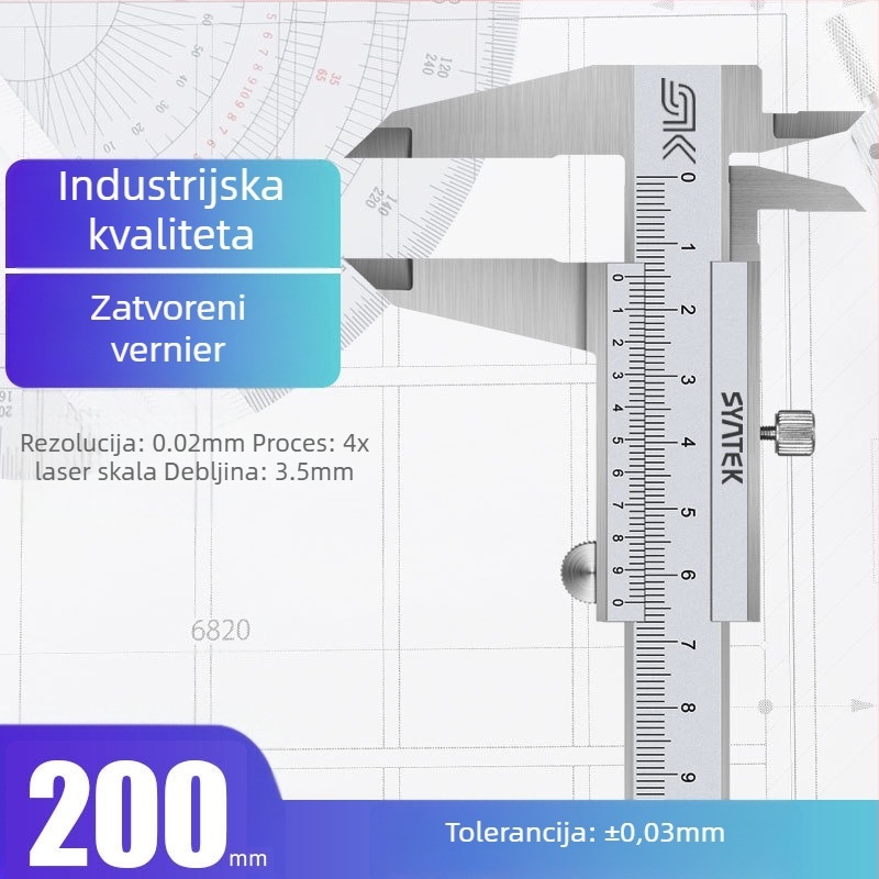Syntek Vernier kaliper, nehrđajući čelik, zatvorenog tipa, industrijske kvalitete