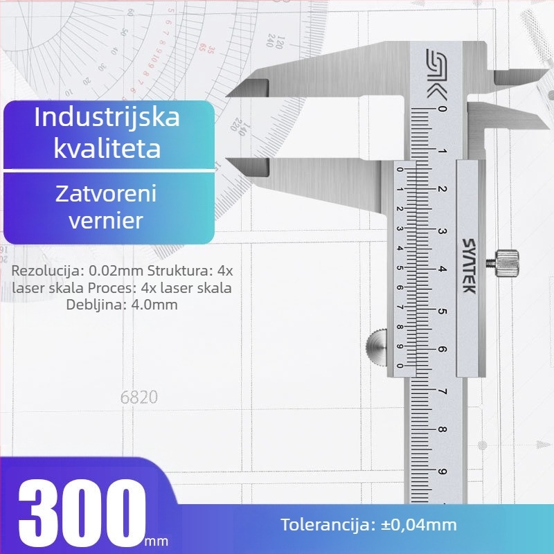 Syntek Vernier kaliper, nehrđajući čelik, zatvorenog tipa, industrijske kvalitete