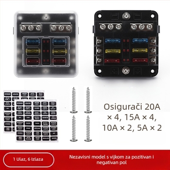 Baohe neovisna 6-putna kutija osigurača s pozitivnim i negativnim polom za Automobile, RV, off-road, SUV, kamione i autobuse; razdjelnik napajanja