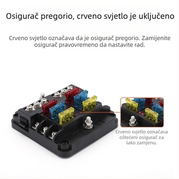 Baohe neovisna 6-putna kutija osigurača s pozitivnim i negativnim polom za Automobile, RV, off-road, SUV, kamione i autobuse; razdjelnik napajanja