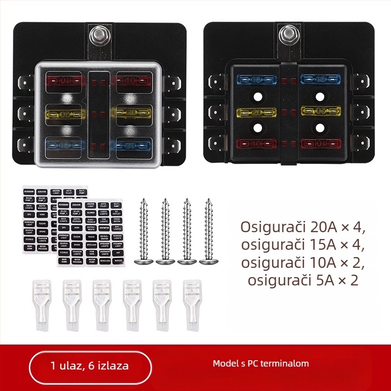 Baohe neovisna 6-putna kutija osigurača s pozitivnim i negativnim polom za Automobile, RV, off-road, SUV, kamione i autobuse; razdjelnik napajanja