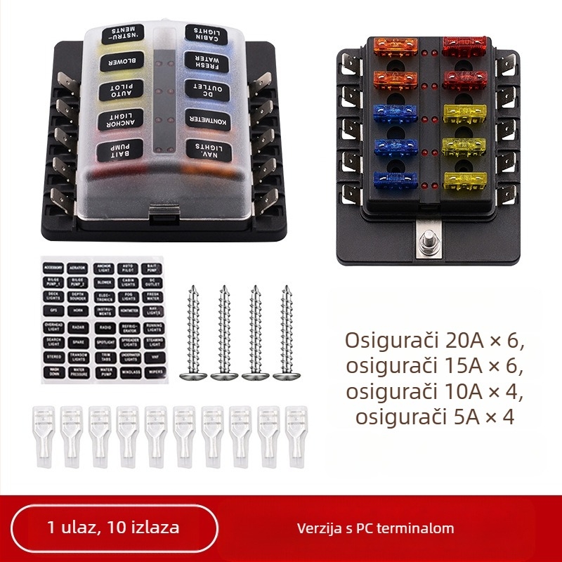 Baohe neovisna 6-putna kutija osigurača s pozitivnim i negativnim polom za Automobile, RV, off-road, SUV, kamione i autobuse; razdjelnik napajanja