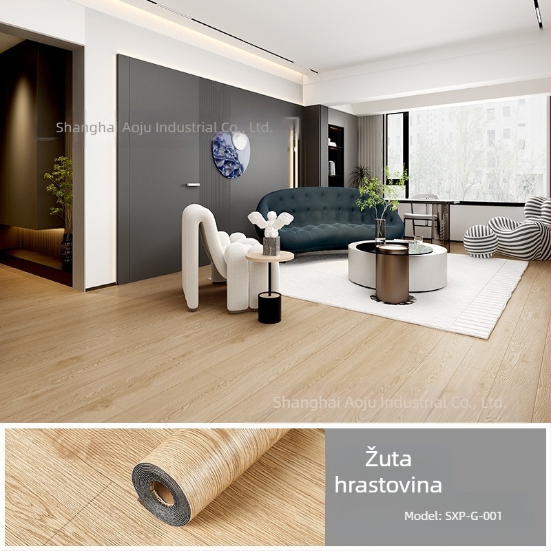 Samolepljive PVC podne pločice s drvenim uzorkom, vodootporne i otporne na habanje, debljina 1,5 mm, izravni postavljanje na cement, 3D model dostupan, Marka: Chen's brothers couplet, Kvaliteta: Visoka