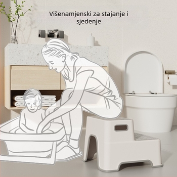 Toaletna korak-stolica s dvostrukom platformom za pranje ruku, povećava visinu, protuklizna kupaonica, plastična konstrukcija, podrijetlo Zhejiang, brend Little Sugar Boy