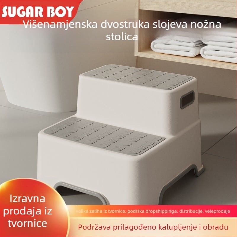 Toaletna korak-stolica s dvostrukom platformom za pranje ruku, povećava visinu, protuklizna kupaonica, plastična konstrukcija, podrijetlo Zhejiang, brend Little Sugar Boy