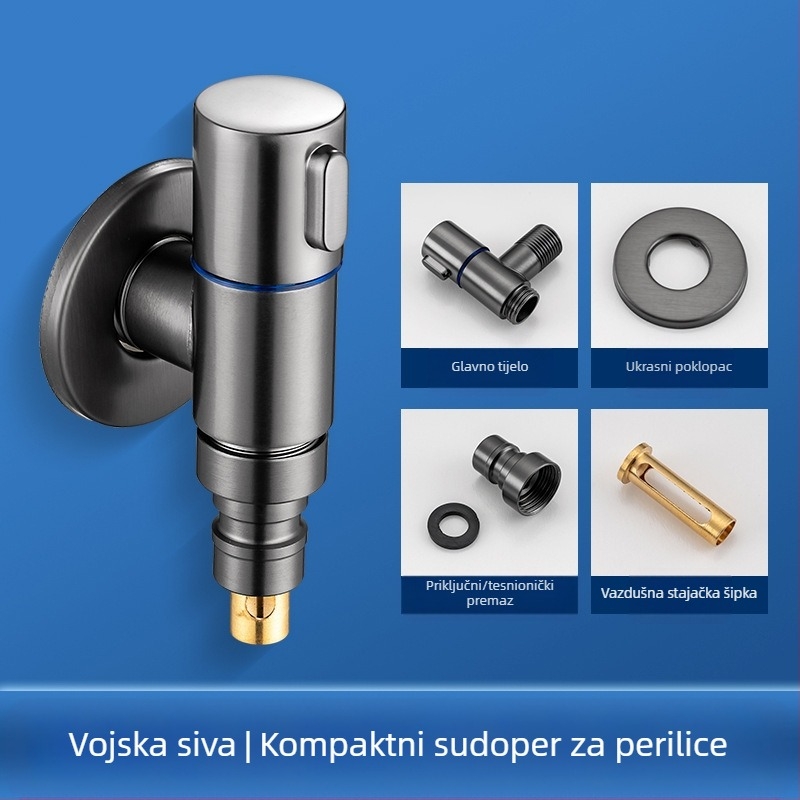 Perilica rublja kran s bakrenim tijelom, ventil tipa T, navojni spoj, keramički jezgreni ventil, raspon temperature 0–90°C