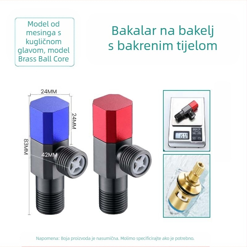 304 nehrđajući čelik trostruki kutni ventil, zidni, za WC, bojler i slavinu, radni tlak 0.8 MPa