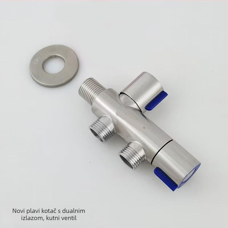 Ventil kutnog od nehrđajućeg čelika 304, produženog tijela, dvostruki izlaz vode i dvostruka kontrola za bojler i WC