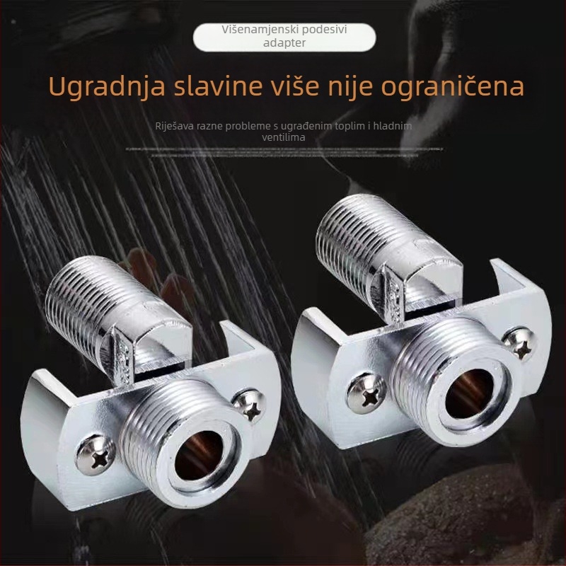 Bakreni univerzalni kutni tuš ventil – pribor za ugradnju, ugrađen u zid, produžen, prilagodljiv kut