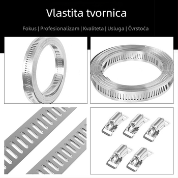 Kragnalna traka od nehrđajućeg čelika 304, dizajn s prolaznom rupom, DIY-friendly, podesivi promjer pričvršćivanja, Mingshi