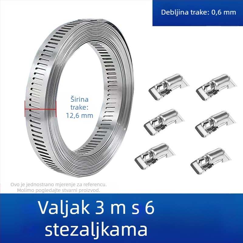 Kragnalna traka od nehrđajućeg čelika 304, dizajn s prolaznom rupom, DIY-friendly, podesivi promjer pričvršćivanja, Mingshi