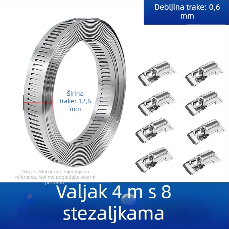 Kragnalna traka od nehrđajućeg čelika 304, dizajn s prolaznom rupom, DIY-friendly, podesivi promjer pričvršćivanja, Mingshi
