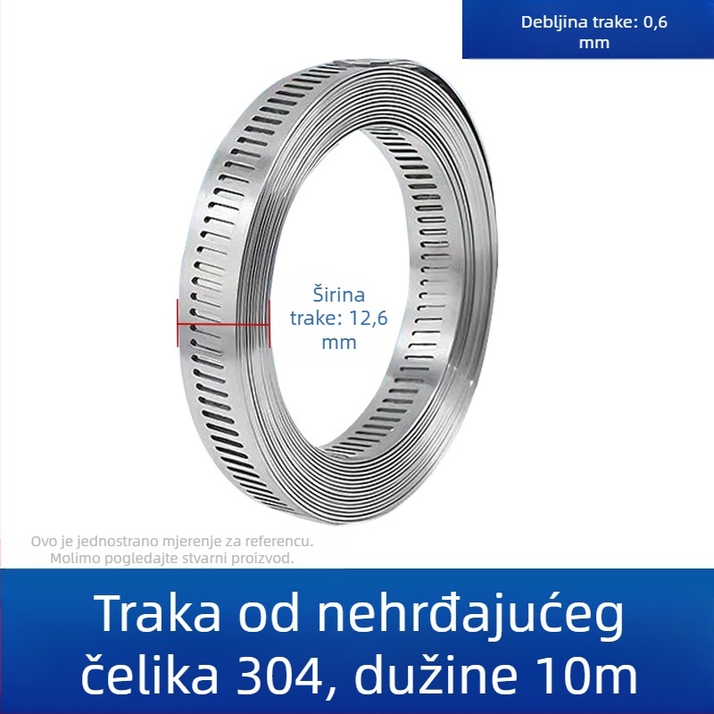 Kragnalna traka od nehrđajućeg čelika 304, dizajn s prolaznom rupom, DIY-friendly, podesivi promjer pričvršćivanja, Mingshi