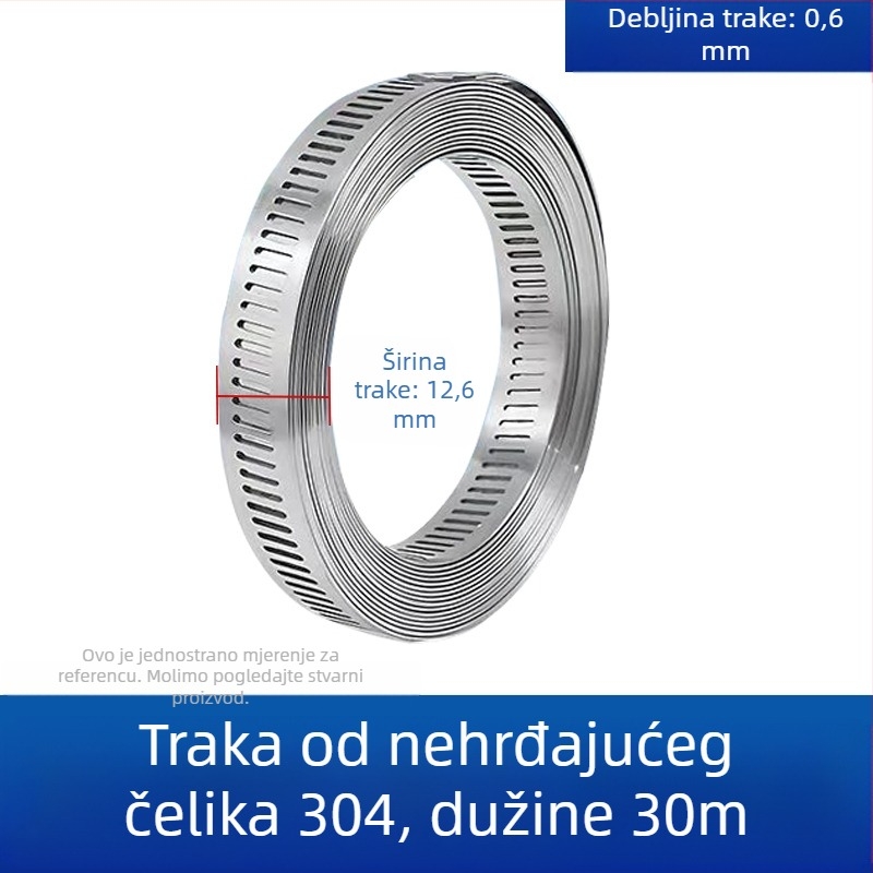 Kragnalna traka od nehrđajućeg čelika 304, dizajn s prolaznom rupom, DIY-friendly, podesivi promjer pričvršćivanja, Mingshi