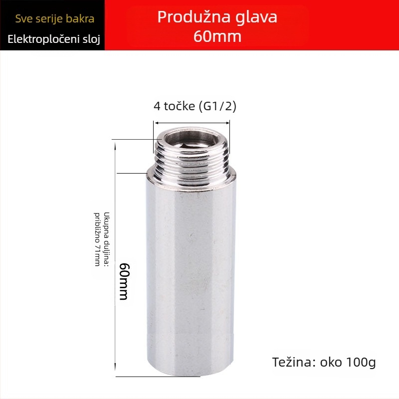Vijčani produžni spoj za alate, dvostruke glave, debeli cijevni fiting