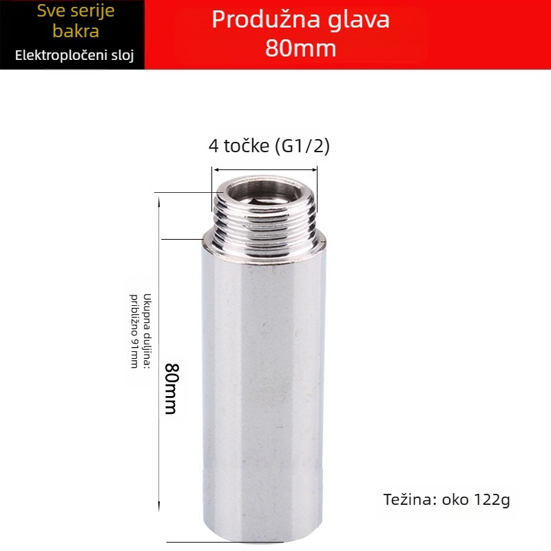 Vijčani produžni spoj za alate, dvostruke glave, debeli cijevni fiting