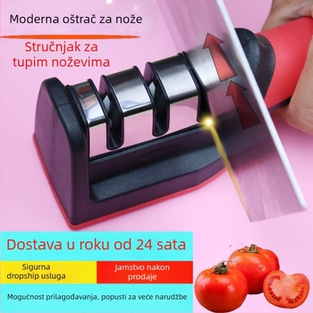 Oštrač noževa - nehrđajući čelik, trostupanjsko oštrenje, ručni kuhinjski alat, moderan dizajn, izdanje 2019.