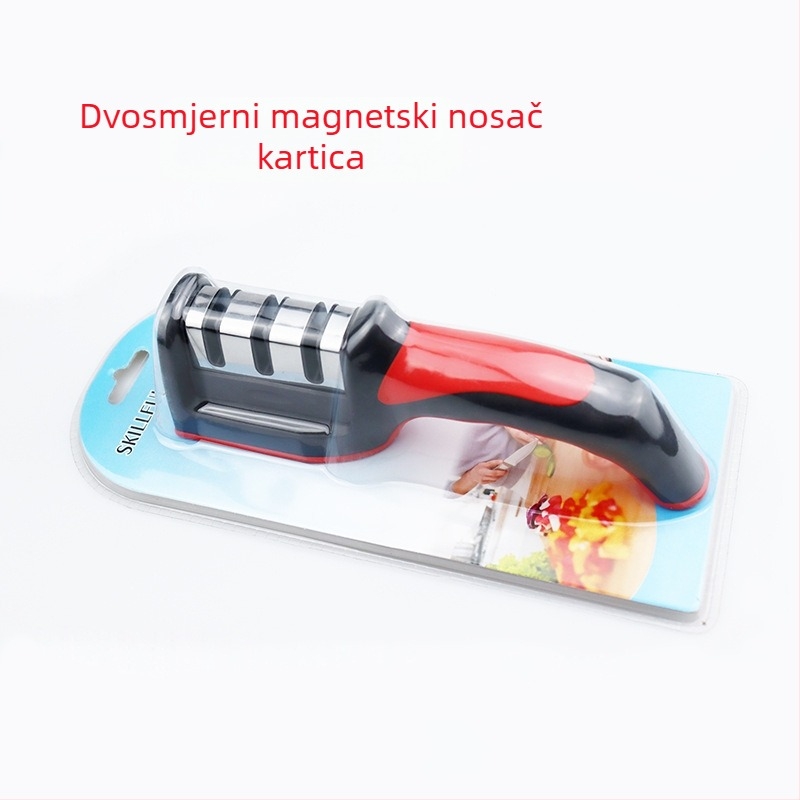 Oštrač noževa - nehrđajući čelik, trostupanjsko oštrenje, ručni kuhinjski alat, moderan dizajn, izdanje 2019.