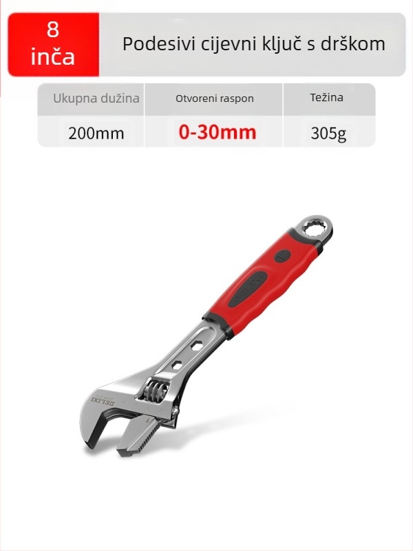 Prilagodljivi ključ s velikim otvorom, višenamjenski ručni alat, krom-vanadijeva čelika
