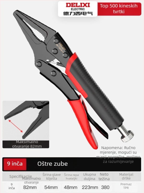 Set višenamjenskih klešta i ključeva, uključuje vodovodne klešta i stezalice
