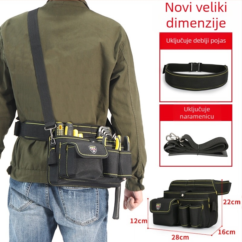 Pojasna torba za alate za električare i stolare, debelo platno, višefunkcionalna visića torba