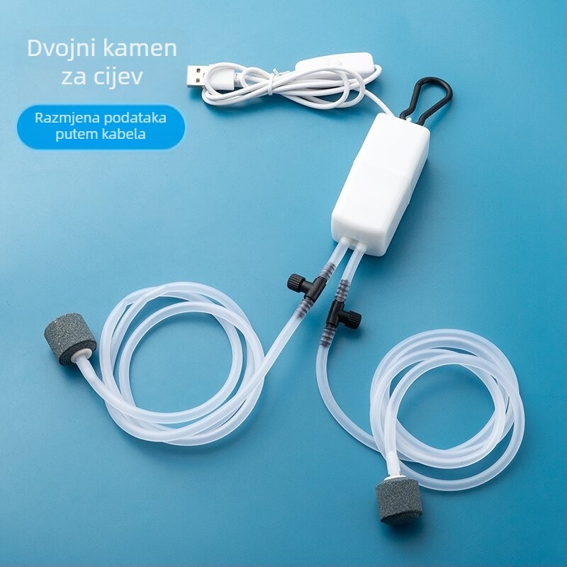 Bao shangya USB dvostruki aerator za akvarij, prenosni za unutarnju/ vanjsku upotrebu, dvostruka glava, model 370, težina 150 g, Uvoz: Ne, Ovlaštene privatne marke: Ne