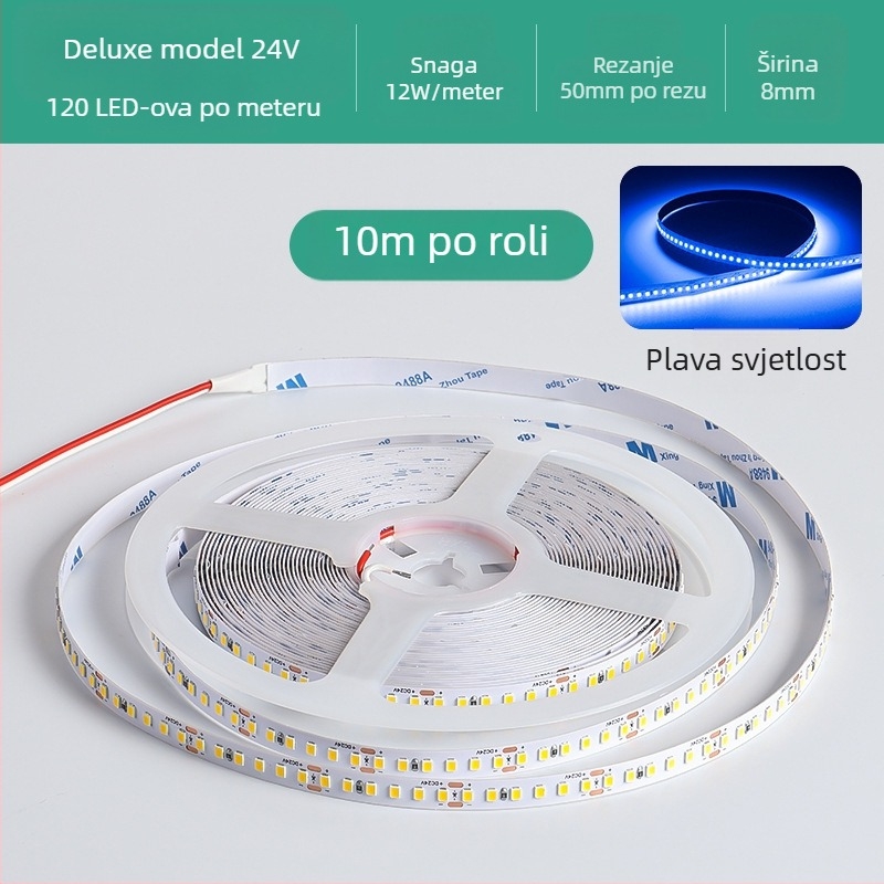 Linearna monohromatska LED traka, samoljepljiva, 12V, 120 LED, 2835 SMD