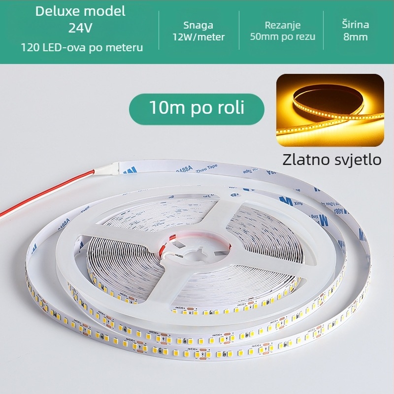 Linearna monohromatska LED traka, samoljepljiva, 12V, 120 LED, 2835 SMD