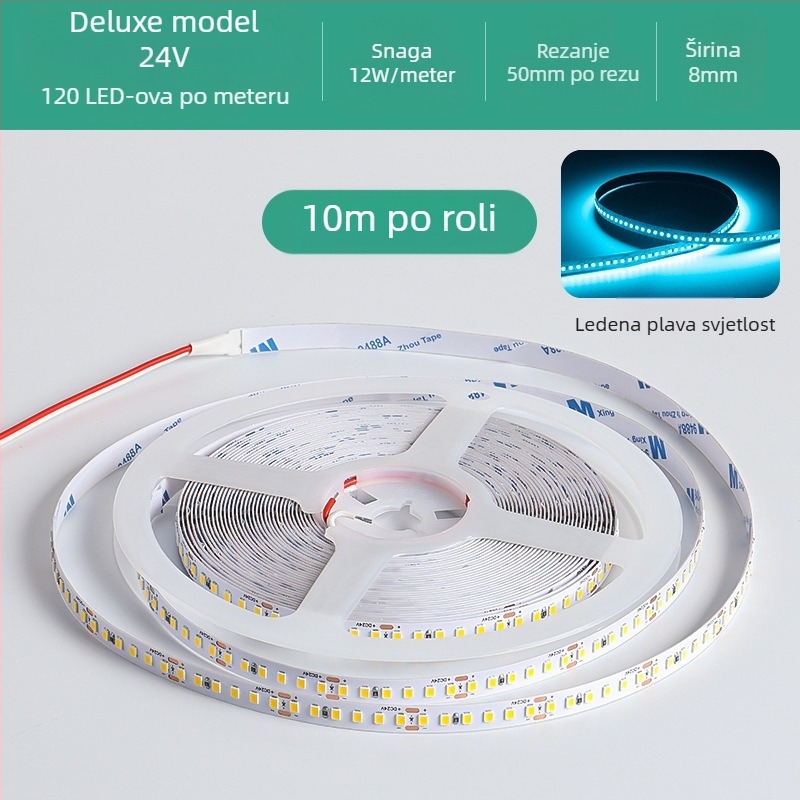Linearna monohromatska LED traka, samoljepljiva, 12V, 120 LED, 2835 SMD