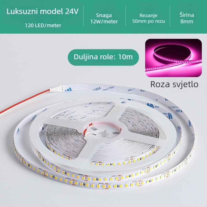 Linearna monohromatska LED traka, samoljepljiva, 12V, 120 LED, 2835 SMD
