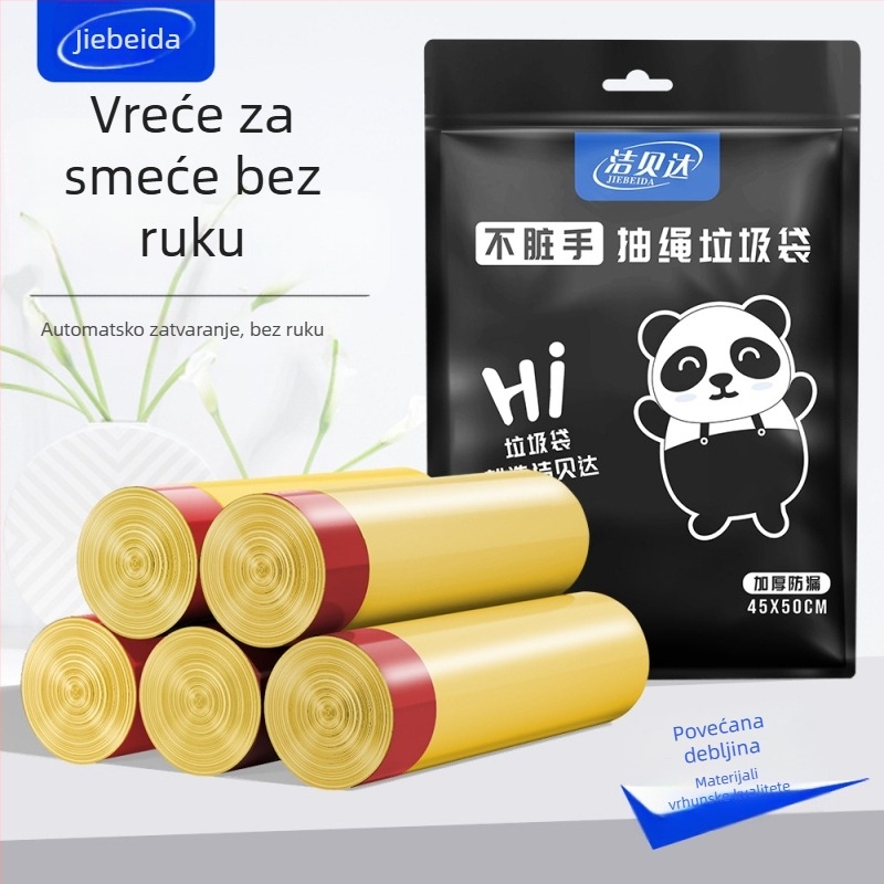 HS HDPE vrećice za smeće sa vrpcom, jednokratne, za kućnu upotrebu, debljina 0,011 mm